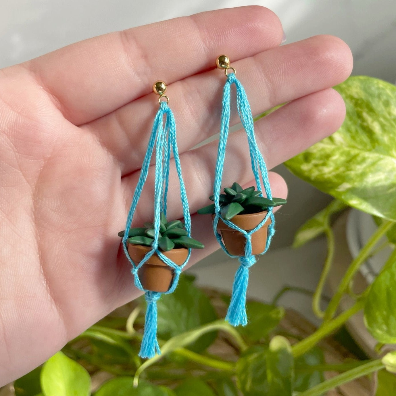 Macramé Hanging Plant Earrings