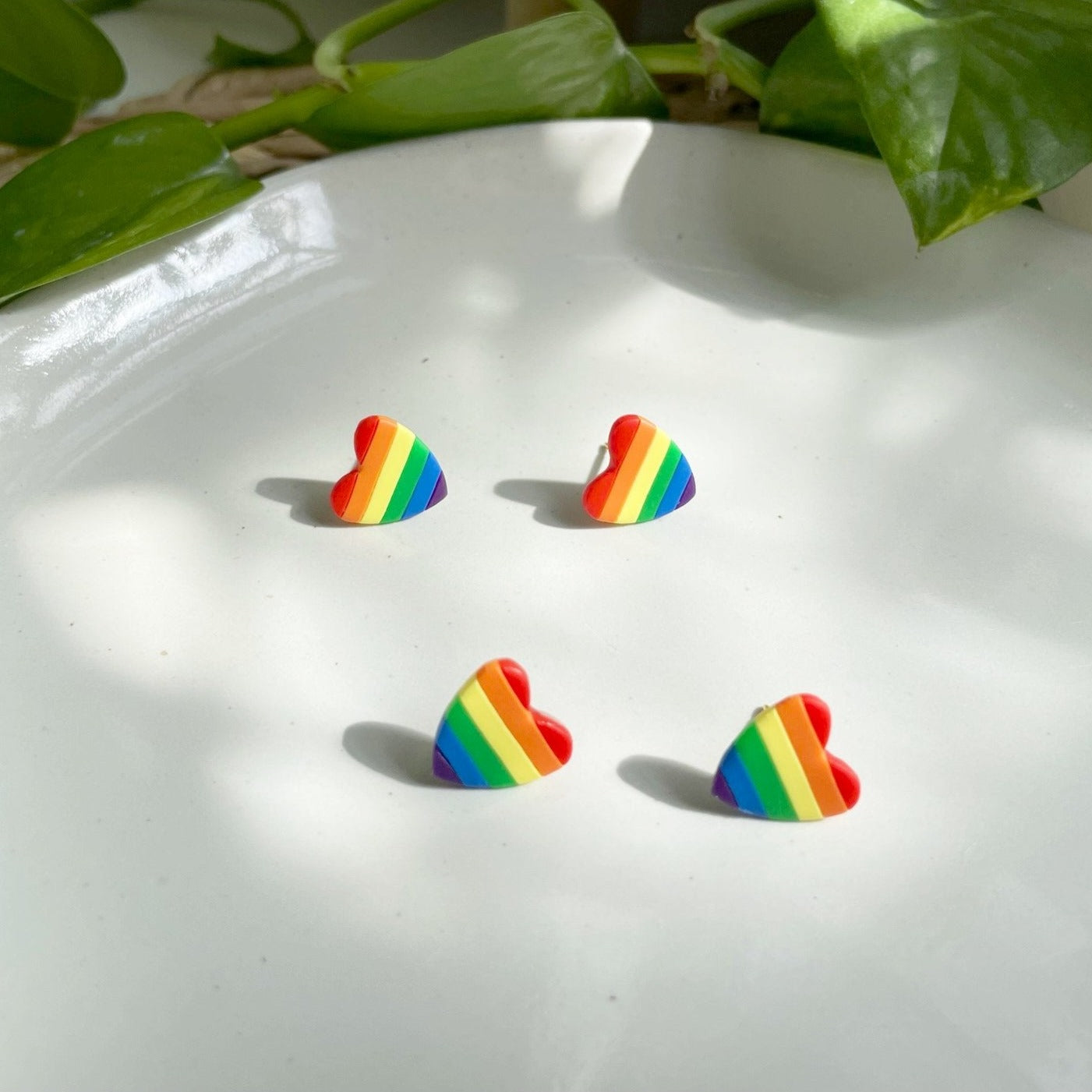 Rainbow Heart Stud Earrings