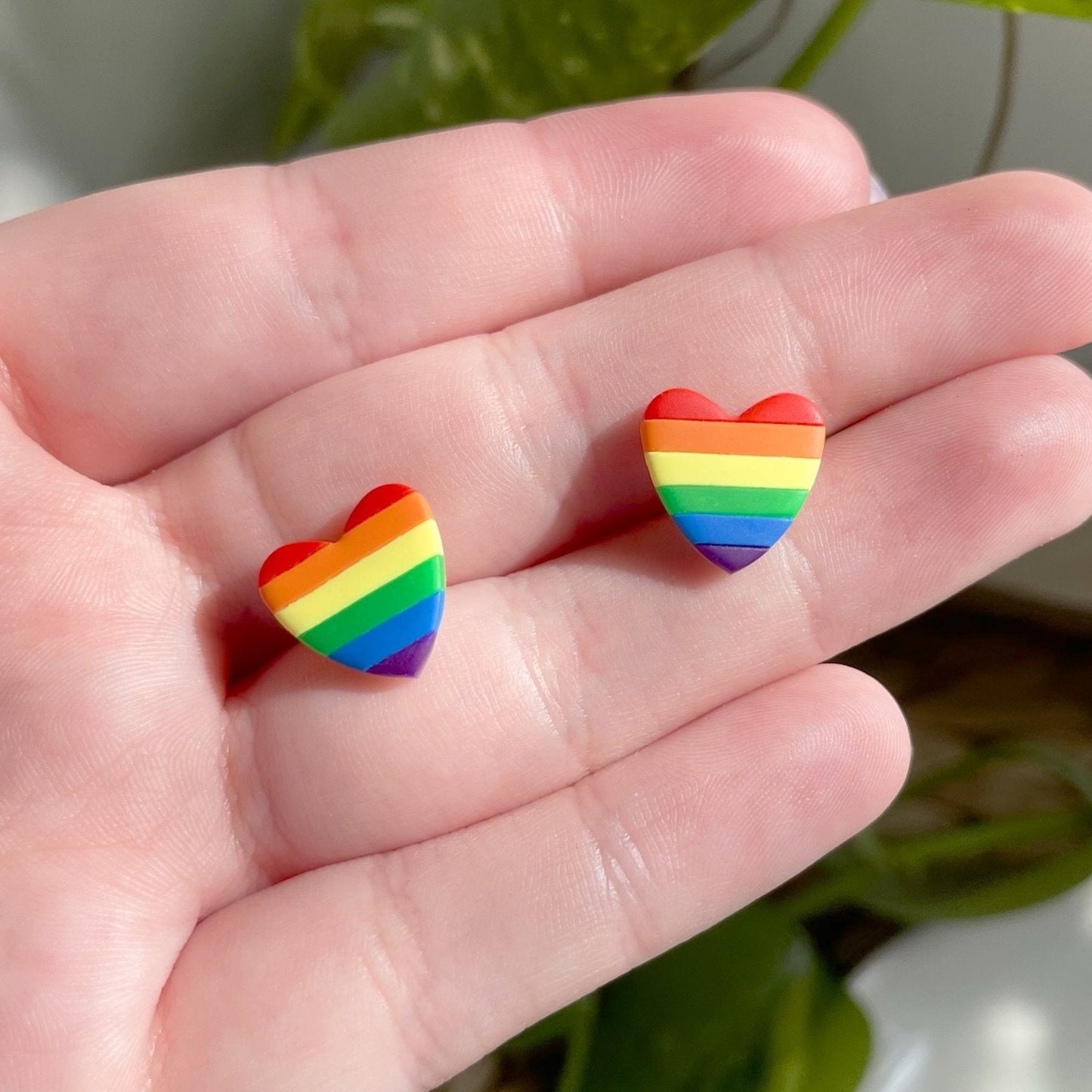 Rainbow Heart Stud Earrings