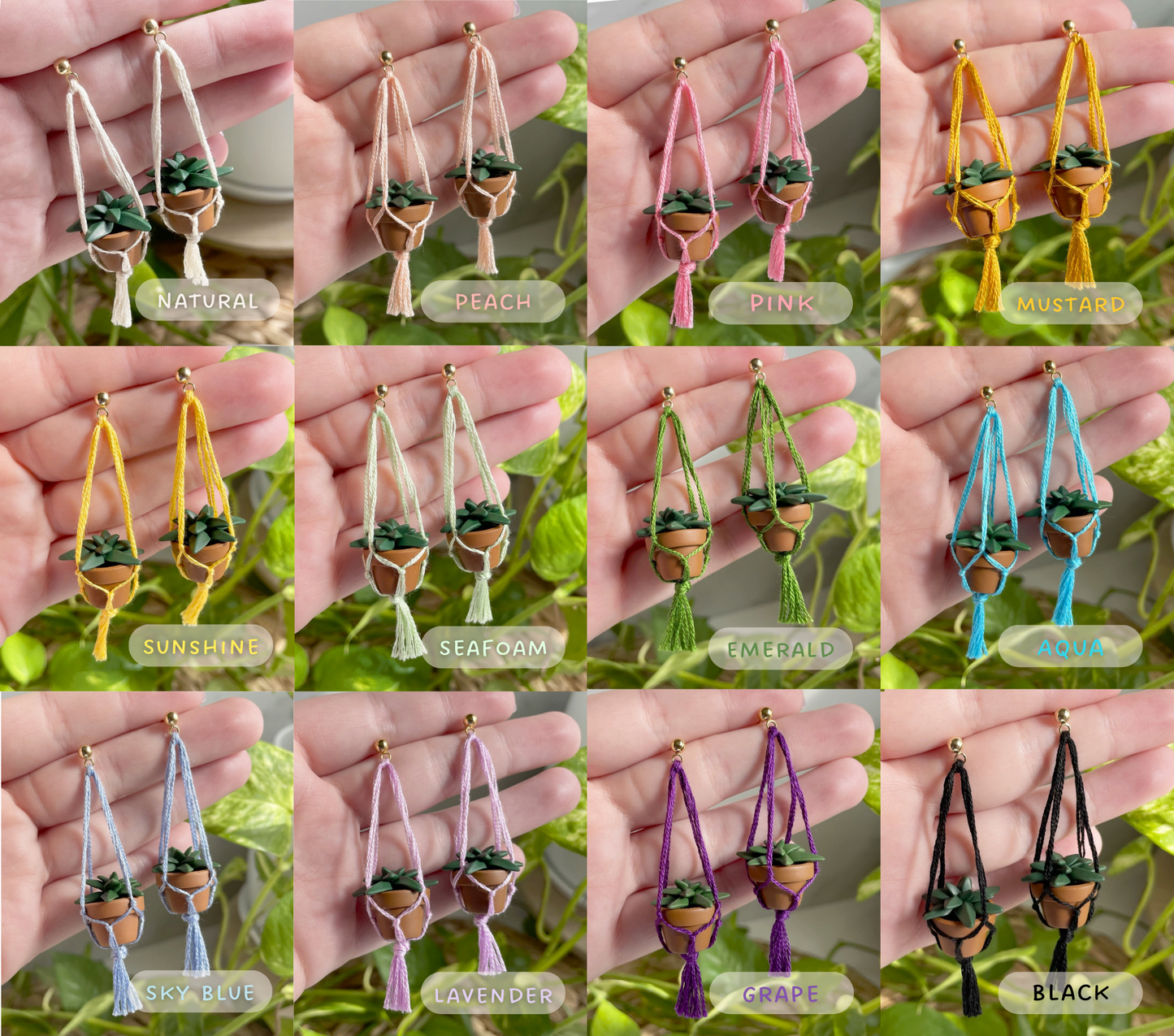 Macramé Hoya Heart Plant Earrings