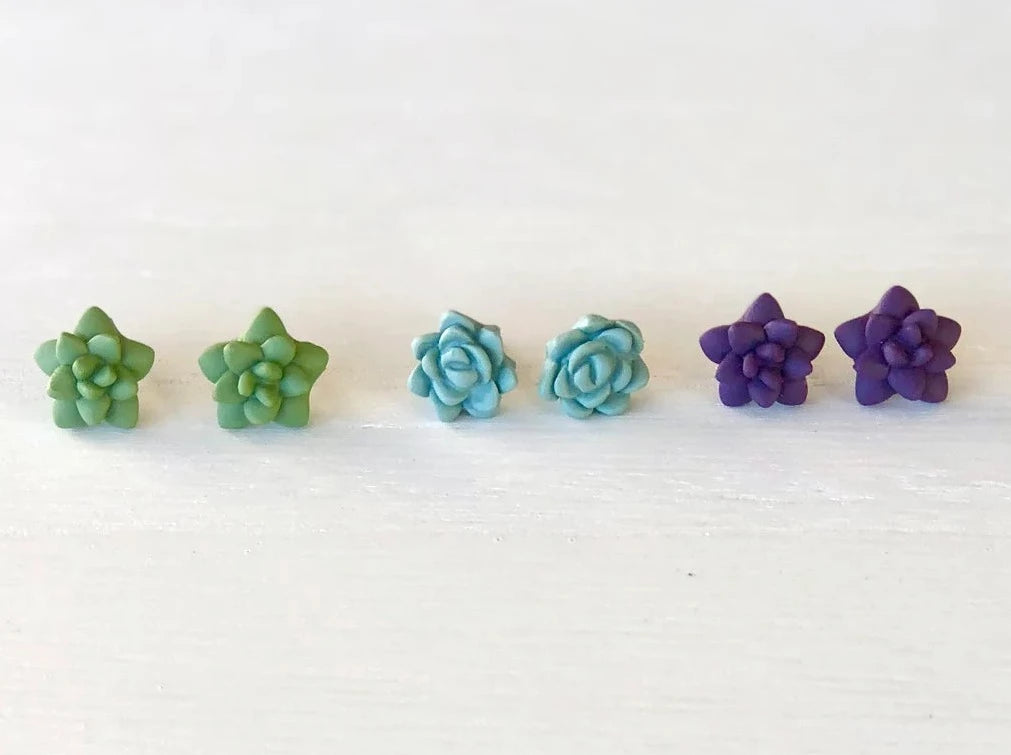 Miniature Succulent Stud Earrings