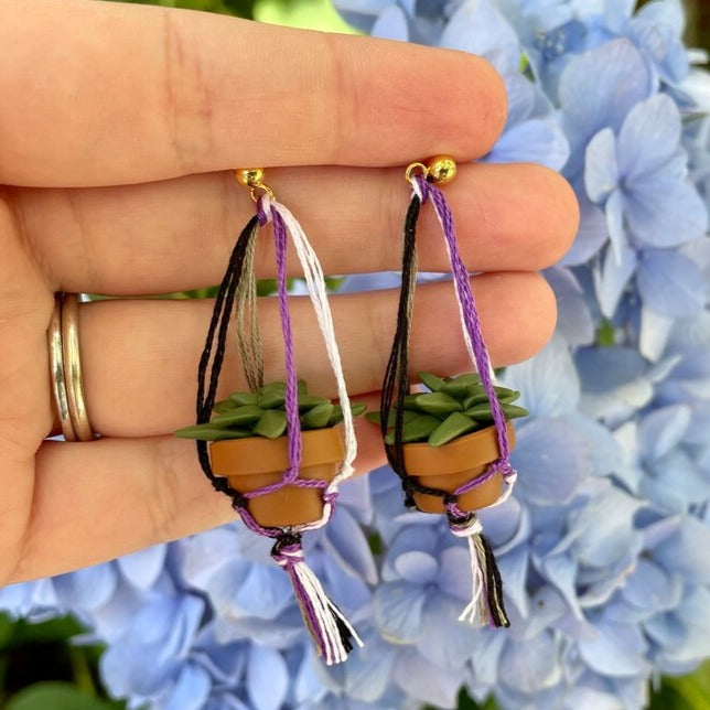 Ace Flag Macramé Plant Earrings