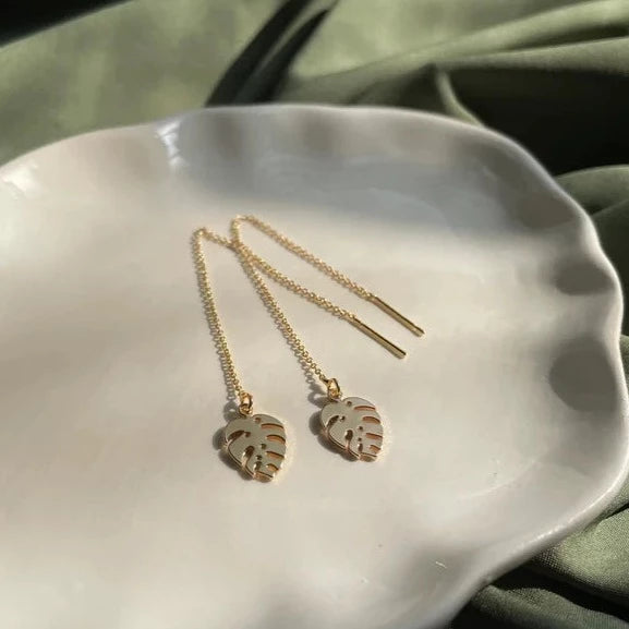 Monstera Leaf Threader Earrings
