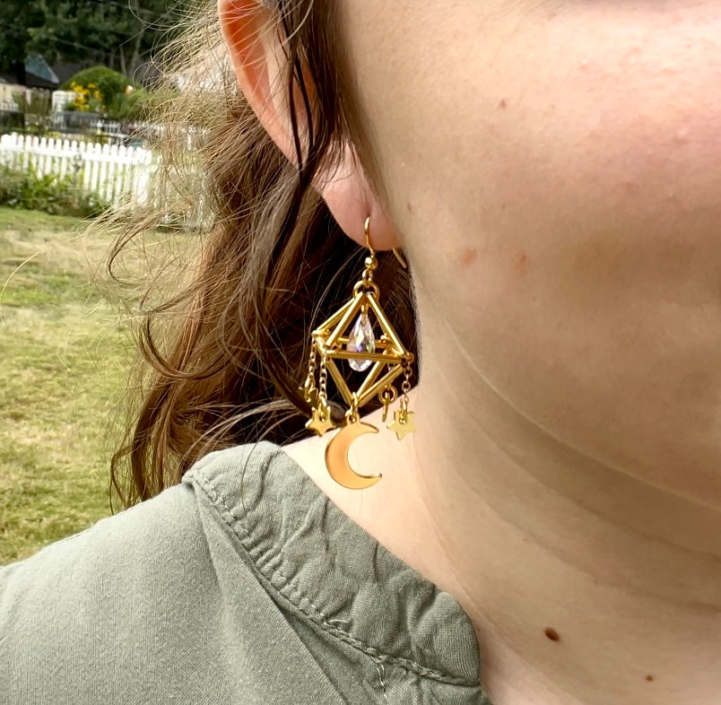 Geometric Suncatcher Crystal Earrings