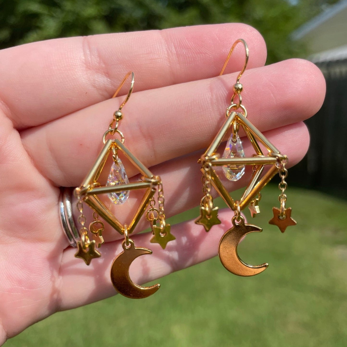 Geometric Suncatcher Crystal Earrings