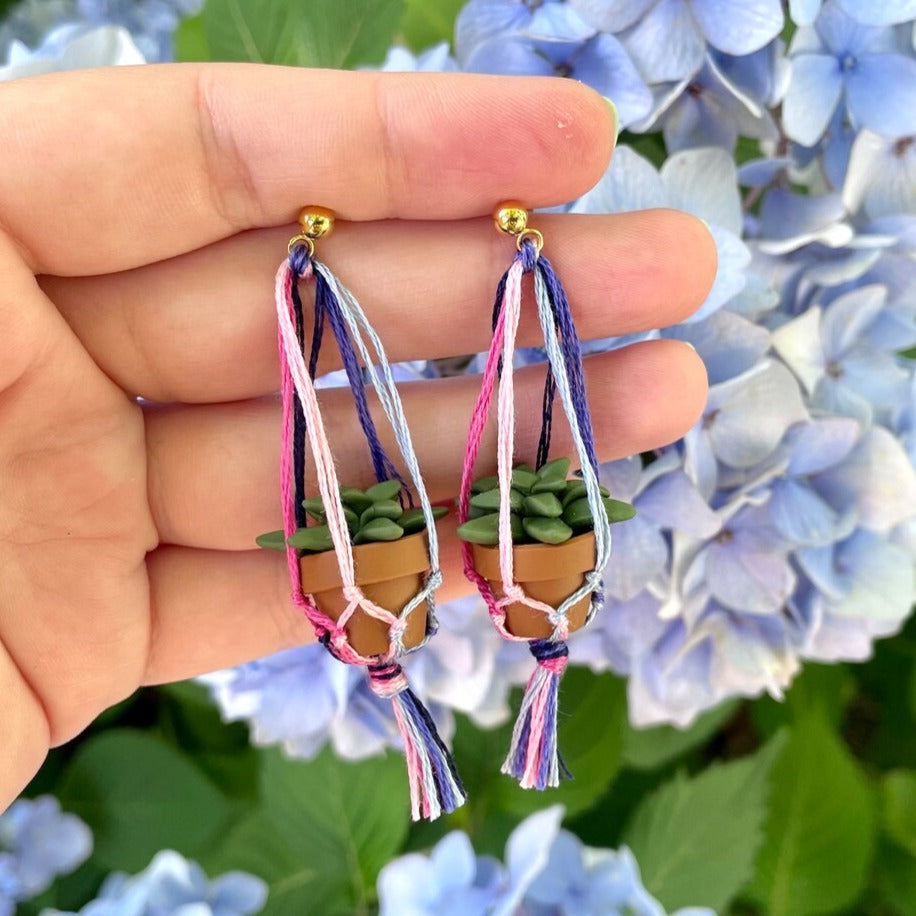 Omni Flag Macramé Plant Earrings