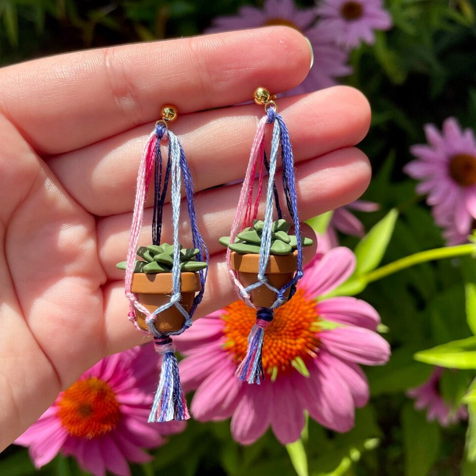 Omni Flag Macramé Plant Earrings